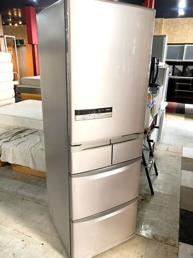 札幌近郊　送料無料　2013年製　【日立】5ドア 冷凍冷蔵庫 415L R-S42CM SH ハイブライトステンレス 日本製 右開き 省エネ 冷凍室3段ケース