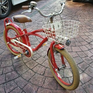 【終了しました】★おしゃれ★かわいい★子供用自転車 18インチ アサヒ ビーチクルーザー ブリエアンファン 赤の画像