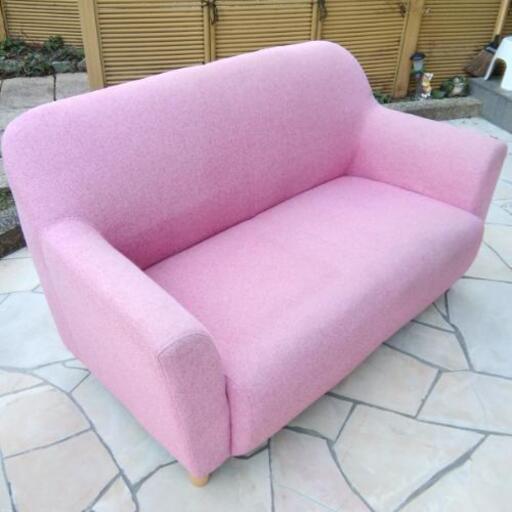 激安!!二人掛けソファ　ピンク　布　破れなし