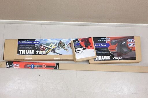 THULE ルーフキャリア セット750 スーリー Foot Pack KIT1352 スクウェアバー 761 ケプニカイザー 725 鍵付 スノーキャリア(A360nxY)