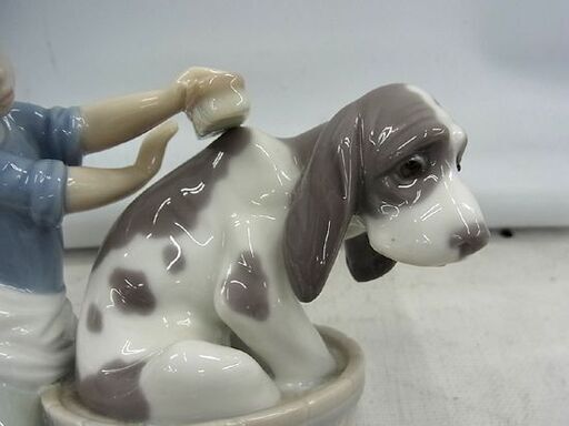 ☆ リヤドロ 5455 犬と少女 きれいにしましょうね ポーセリン LLADRO 磁器 フィギュリン スペイン アンティーク オリジナ