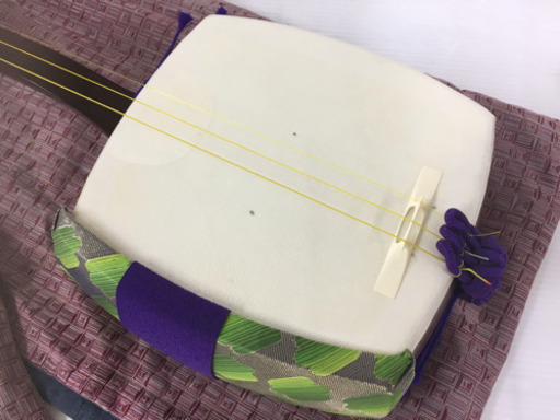 SOLD！初心者用◆長唄 三味線◆細棹 紫壇 長袋／バチ／駒付き 和楽器 長唄 小唄 端唄 太鼓皮破れ無し すぐ使えます！