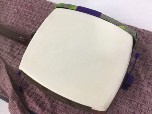 SOLD！初心者用◆長唄 三味線◆細棹 紫壇 長袋／バチ／駒付き 和楽器 長唄 小唄 端唄 太鼓皮破れ無し すぐ使えます！