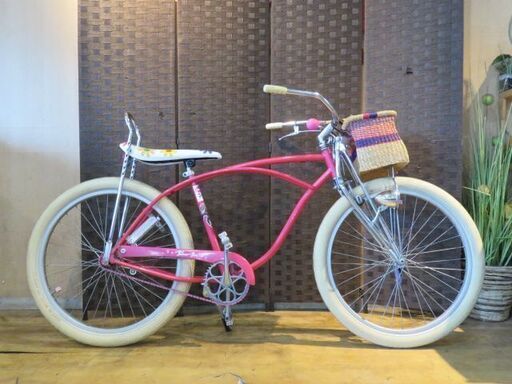 ■SCHWINN POISON PINK シュウィン ポイズンピンク 26インチ シングルスピード ピンク ビーチクルーザー タイヤバリ山! 自転車 札幌発