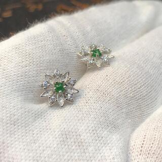 ピアス かわいい花 本翡翠 ヒスイ 艶美麗 誕生日プレゼント 天然石 本物保証の画像