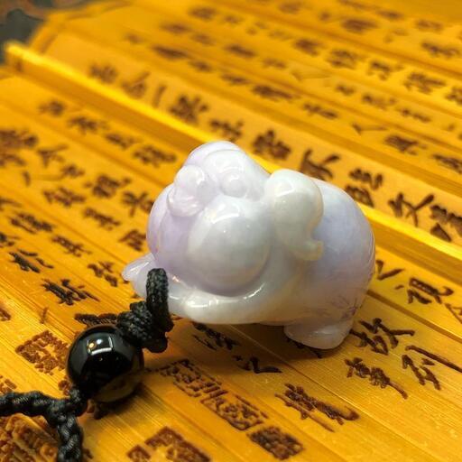 福袋 ネックレス イノシシ 本翡翠 ヒスイ ラベンダー色 誕生日プレゼント 本物保証