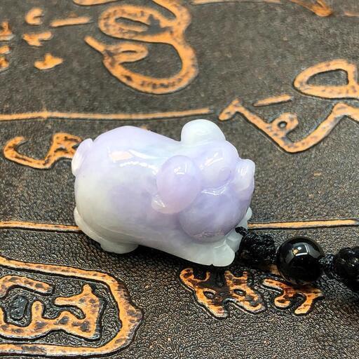 福袋 ネックレス イノシシ 本翡翠 ヒスイ ラベンダー色 誕生日プレゼント 本物保証2