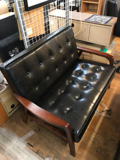 2人掛けソファ ブラック 中古