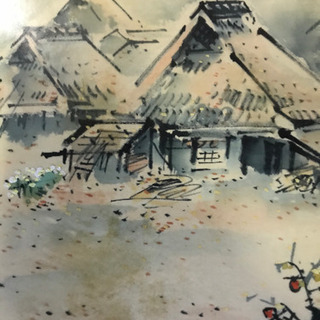 茅葺屋根 画 骨董 絵画 絵 アンティーク 伝統文化 歴史 日本画の画像