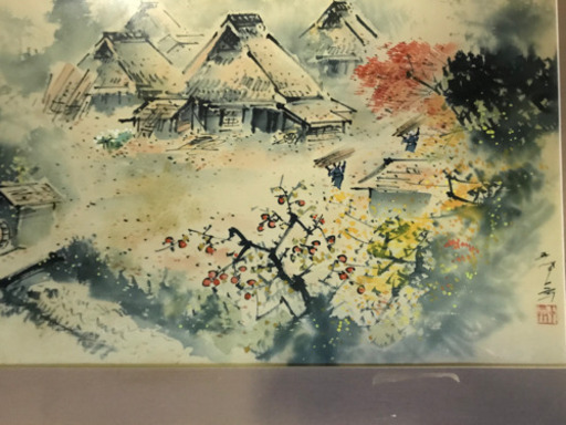 茅葺屋根 画 骨董 絵画 絵 アンティーク 伝統文化 歴史 日本画