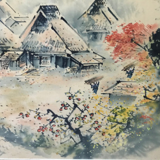 茅葺屋根 画 骨董 絵画 絵 アンティーク 伝統文化 歴史 日本画の画像