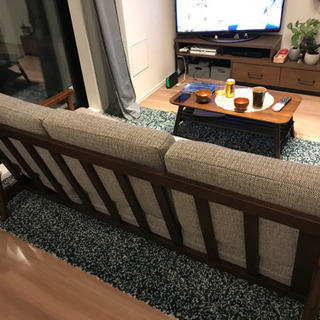 ニトリ　3人用布張りソファの画像