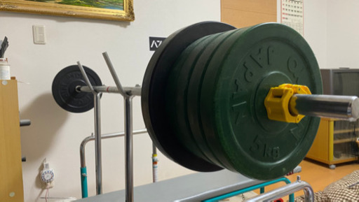 ベンチプレスアイロテックレギュラーバーベルシャフト&NIPPYOラバープレートセット69kg