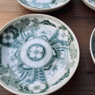 美しいお品物◇ 印判皿 花文様 4枚 陶磁器　レトロ　小皿 骨董 アンティークの画像