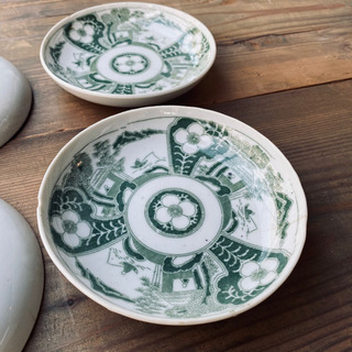 美しいお品物◇ 印判皿 花文様 4枚 陶磁器　レトロ　小皿 骨董 アンティークの画像