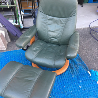 ●販売終了●エコーネス EKORNES オットマン付き　リクライニングチェアセット　本革　中古品