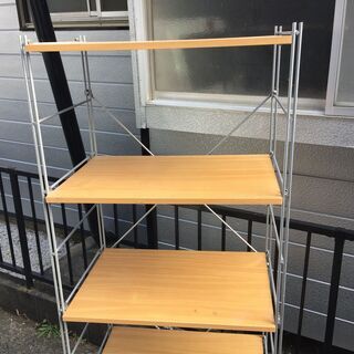無印良品 ステンレスユニットシェルフ・オーク材棚セットの画像