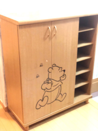 くまのプーさん  シューズボックス 下駄箱 スリッパ収納付き