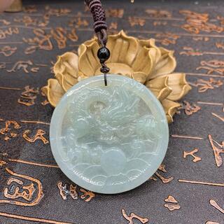 福袋 ネックレス 龍 ドラゴン 本翡翠 氷ヒスイ 緑色 誕生日プレゼント