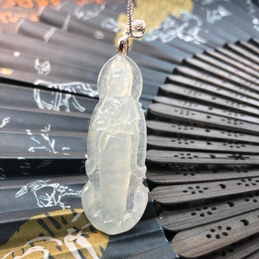 福袋 ネックレス 観音様 本翡翠 氷ヒスイ 氷種 誕生日プレゼント 安産祈願 鑑別書有