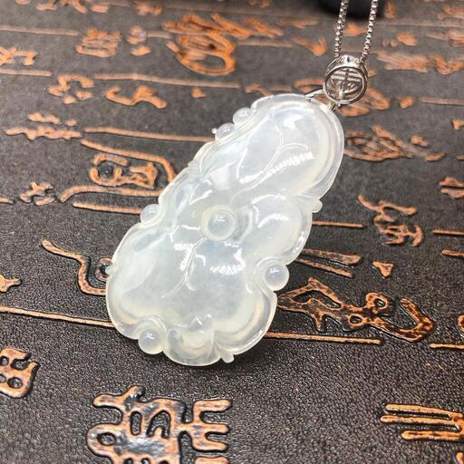 福袋 ネックレス 蓮の葉 本翡翠 氷ヒスイ 誕生日プレゼント 縁起物 鑑別書有