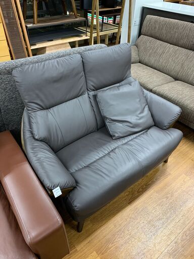 ２人掛けソファー　ダークブラウン　合皮　売場展開中！！！