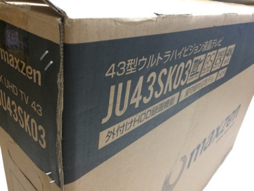 【新品同様】43V型 4K対応 液晶テレビ maxzen JU43SK03 03シリーズ 地上・BS・110度CS 外付けHDD録画機