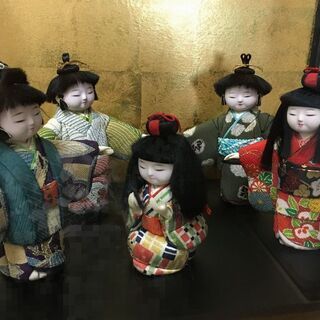 木目込み人形　「かごめかごめ」　ガラスケース付きの画像