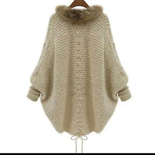 ポンチョ カーディガン レディース　冬　2020 韓国　トレンドの画像