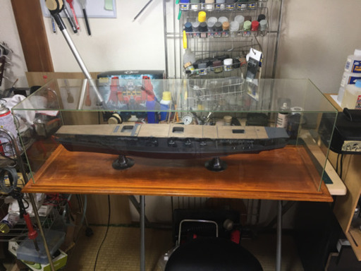 1/350 赤城　製作途中　ガラスケース付き