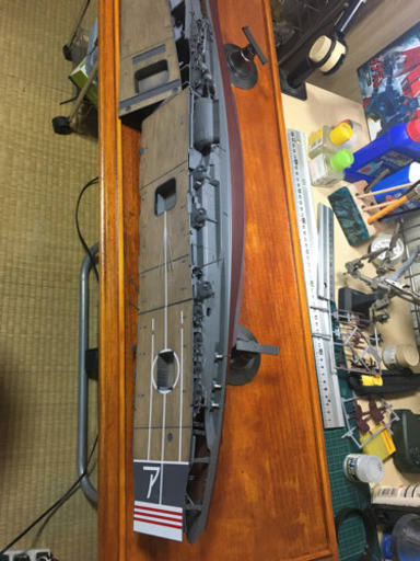 1/350 赤城　製作途中　ガラスケース付き