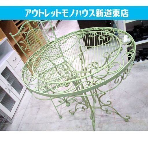 ガーデンテーブル イス1脚セット 折りたたみ可 幅直径70cm イス座面高48cm アイアン テーブル ガーデニング お庭 バルコニー コテージ ロッジ 札幌市東区 新道東店