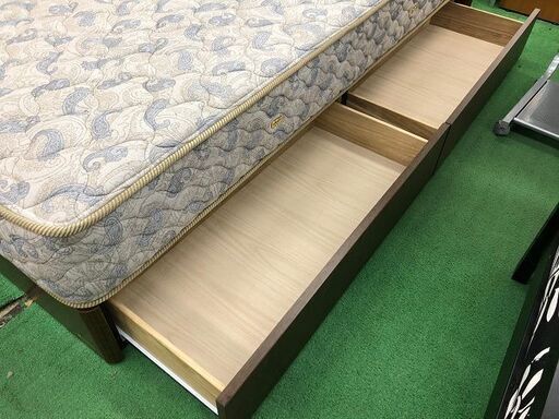 美品【 FranceBed 】フランスベッド 最高級モダン セミダブルベッド 引出付き 厚み26cm イーマックススプリング