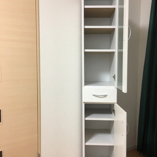 幅30cm  スリム食器棚　ホワイトの画像