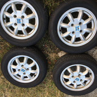 【美品！】MINILITE 13インチ ホイール 155/65R13 タイヤ付き ○スバル純正 13インチ ミニライトアルミ 155／65r13 イボ付○