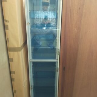 収納棚（透明窓・収納トレイ）（横38㎝ｘ奥45㎝ｘ高176㎝）