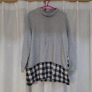 大きいサイズ チュニック グレー×チェック