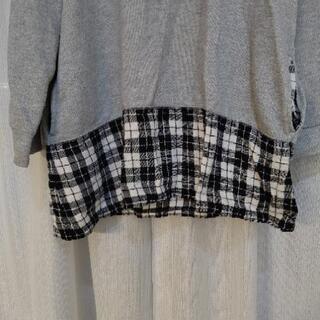 大きいサイズ チュニック グレー×チェックの画像