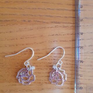透かし薔薇&2.5ミリラインストーンイヤリング　巾着一枚プレゼント✨