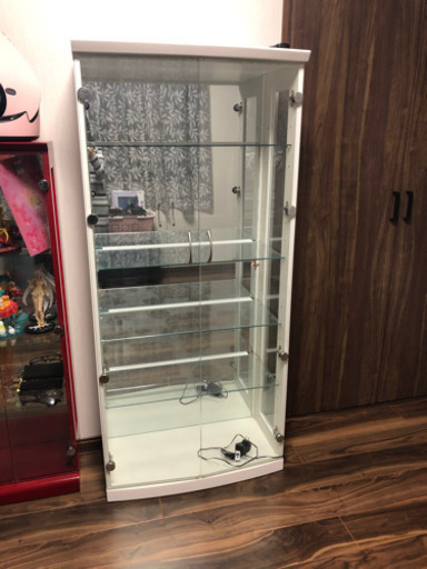 ガラスショーケース　LED付　背面鏡