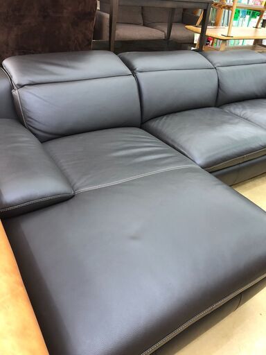 本革　カウチソファ　3人掛け　レザー　
