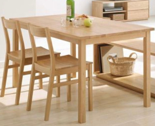 無印良品　無垢材　ダイニングテーブル椅子二脚セット