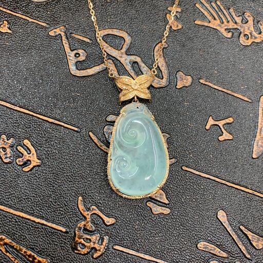 福袋 ネックレス 芝草 本翡翠 氷ヒスイ 緑色 縁起物 誕生日プレゼント 鑑別書有