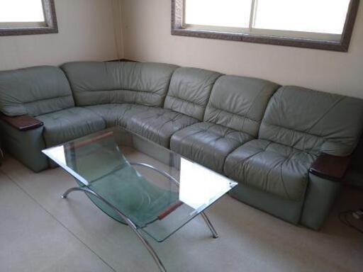 【商談中】L字型ソファ　ガラステーブル　セット