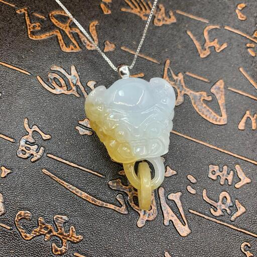 福袋 ネックレス 龍頭 本翡翠 氷ヒスイ 二色 ゴールド 誕生日プレゼント 鑑別書有