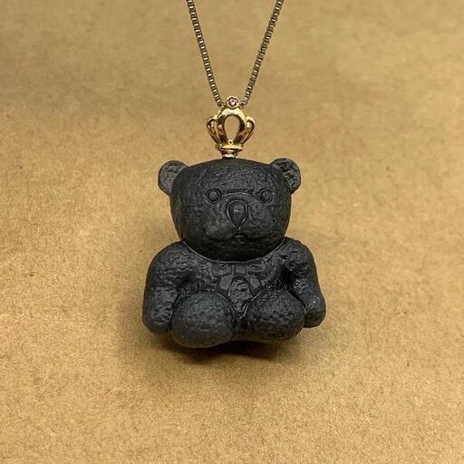 ネックレス ベア 本翡翠 ヒスイ 黒色 縁起物 誕生日プレゼント 鑑別書有