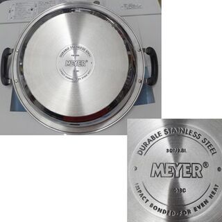 使用感少なめ★MEYER マイヤー ホットポット 26cm 3.2L 両手鍋 ガスIH対応 土鍋型 ステンレス製鍋 ガラス蓋付 フッ素樹脂加工  ☆ PayPay(ペイペイ)決済可能 ☆ 札幌市 豊平区 平岸 アウトレットモノハウスの画像