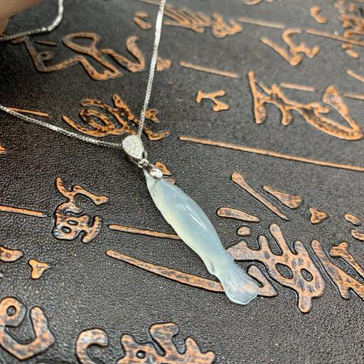 福袋 ネックレス 金魚 本翡翠 氷ヒスイ 誕生日プレゼント 手作り 天然石 鑑別書有3