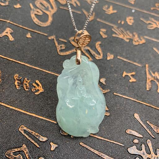 福袋 ネックレス 観音様 本翡翠 氷ヒスイ 氷種 誕生日プレゼント 安産祈願 鑑別書有3