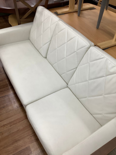 カウチソファー　ホワイト　合皮
